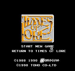 Times of Lore Title Screen